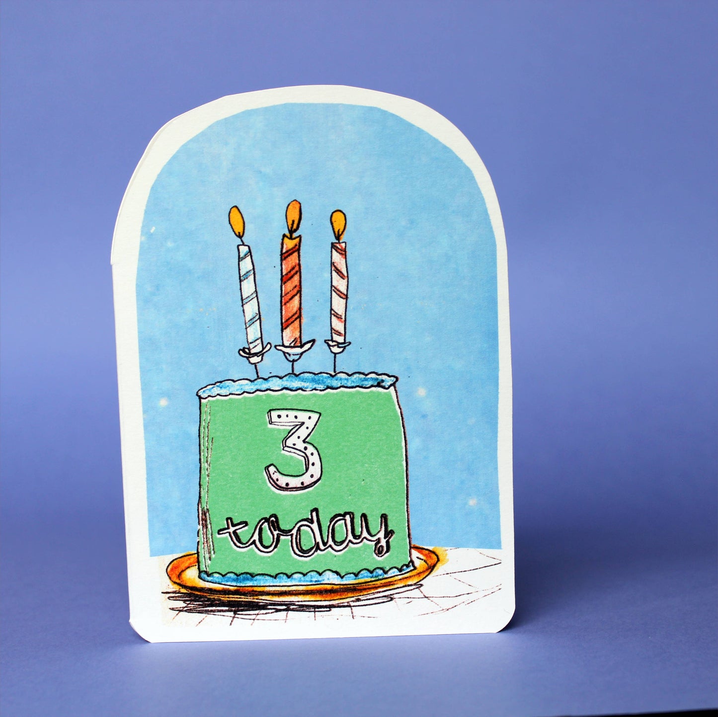 Three Today Birthday Candle Card